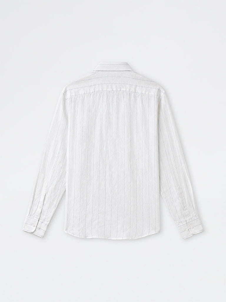 Ascot Off-White Striped Relaxed-Fit Linen Shirt