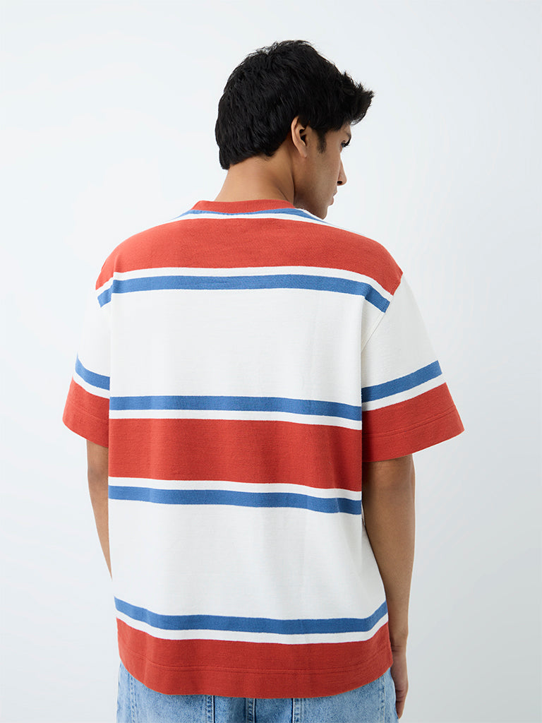Nuon Multicolor Striped Relaxed-Fit Cotton T-Shirt