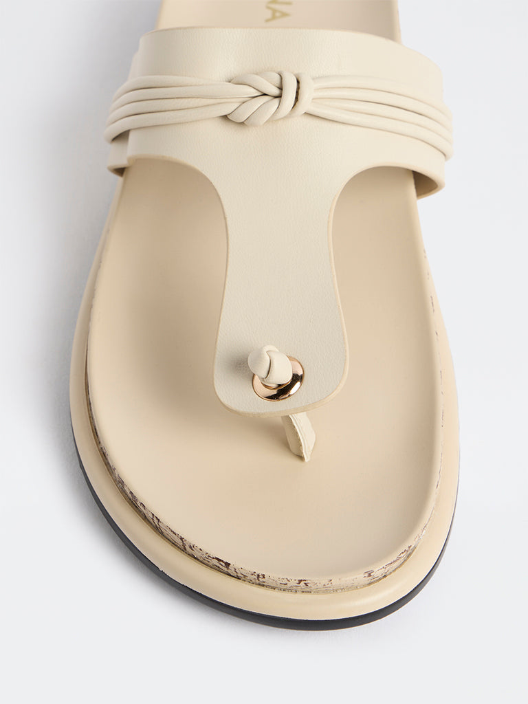 LUNA BLU Ivory Thong-Strap Comfort Sandals