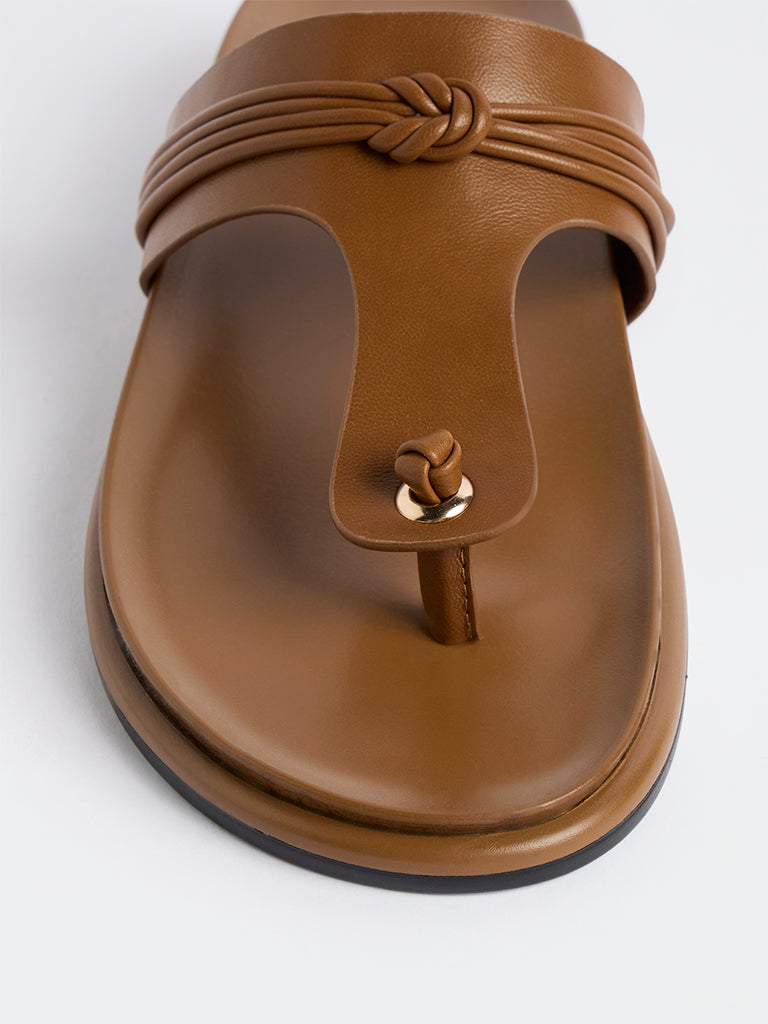 LUNA BLU Tan Thong-Strap Comfort Sandals