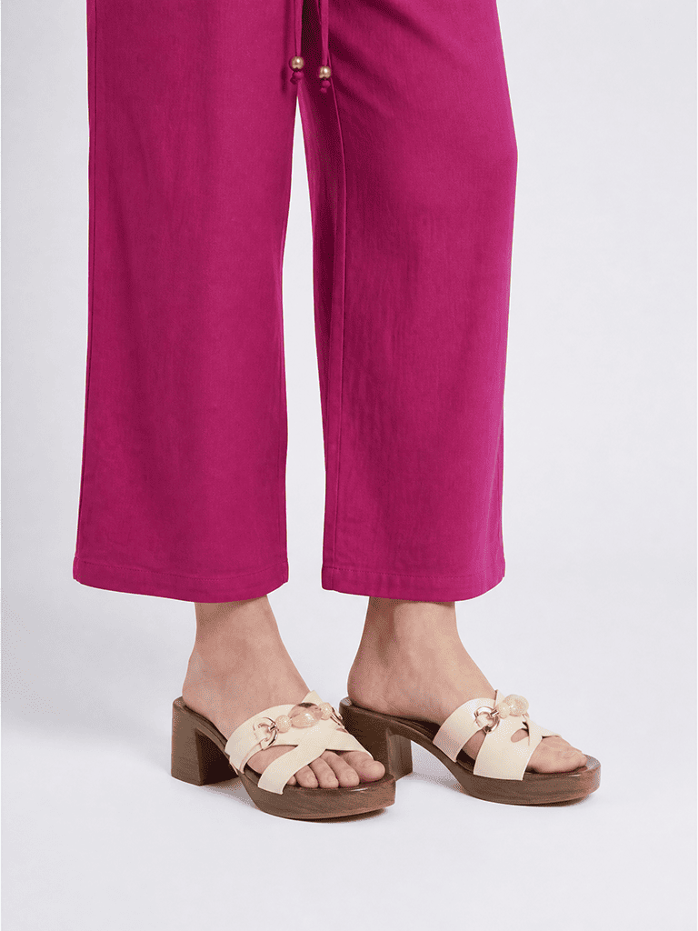 LUNA BLU Ivory Block Heel Sandals