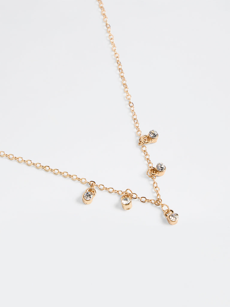 Westside Accessories Gold Diamante Detailed Necklace