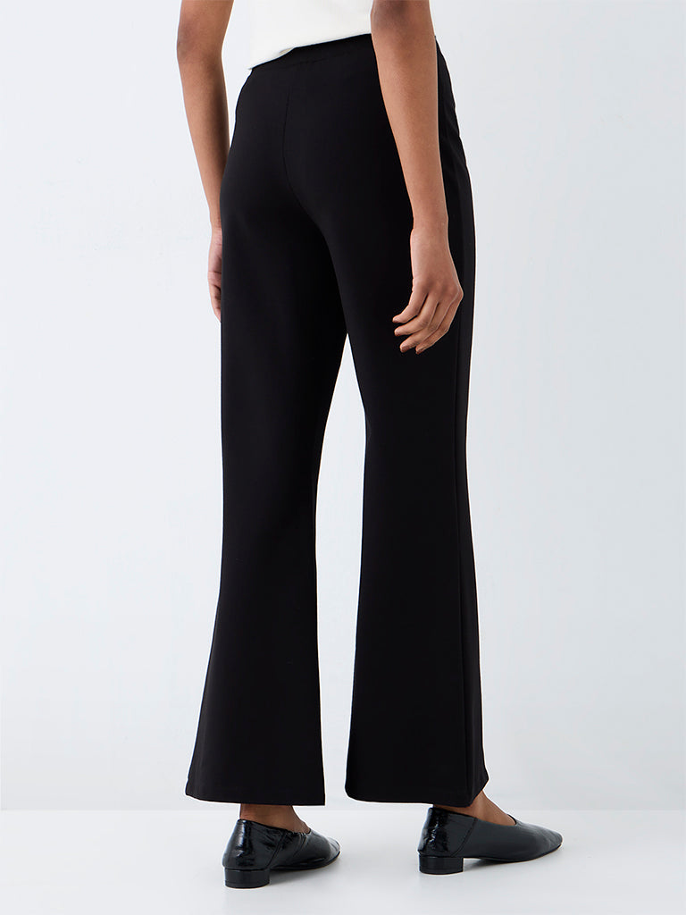 Wardrobe Black Solid High-Rise Flared Trousers