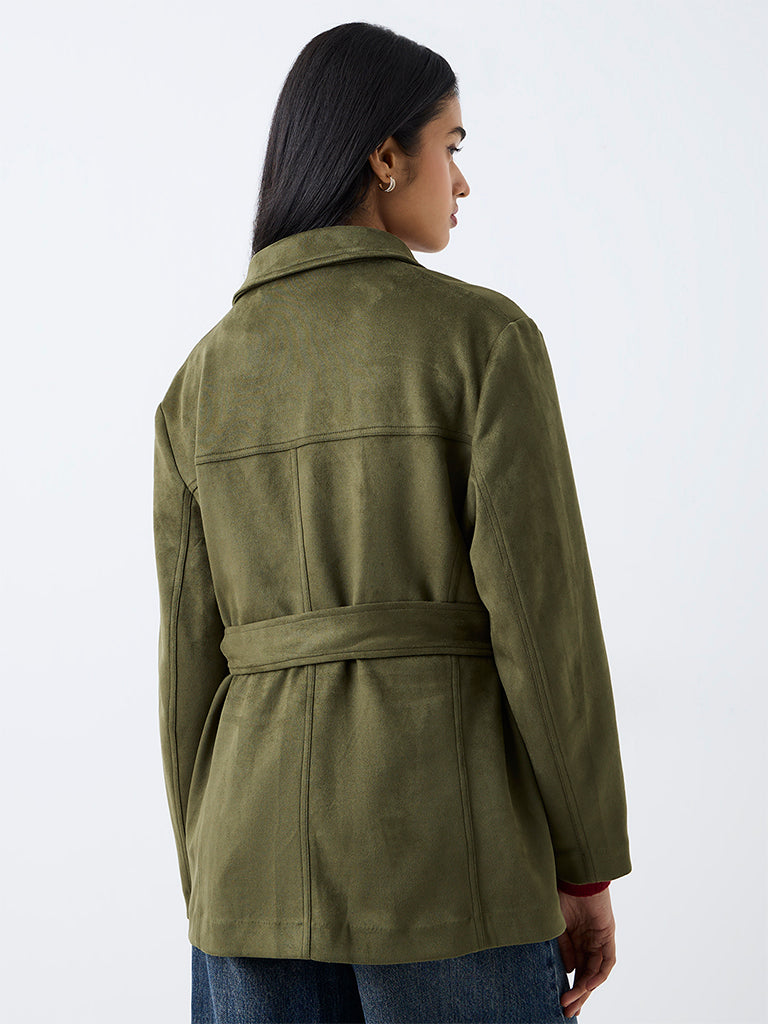 LOV Olive Suede Jacket with Belt