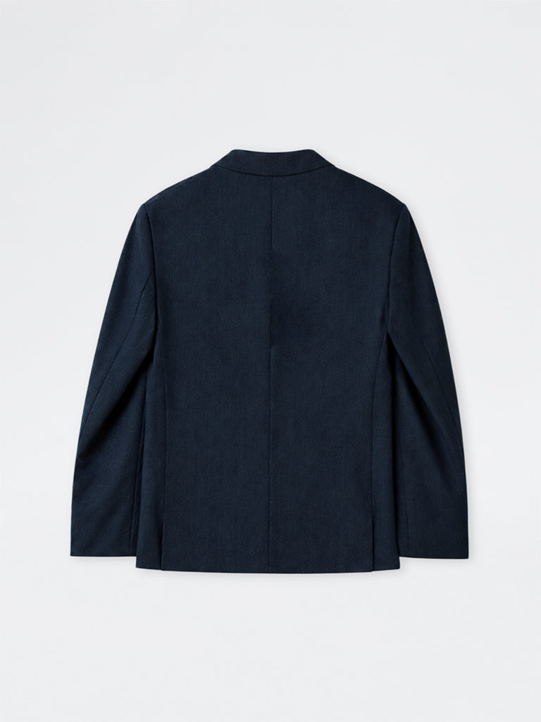 WES Formals Dark Blue Solid Slim-Fit Blazer