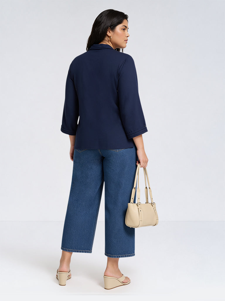 Gia Blue Solid High-Rise Jeans