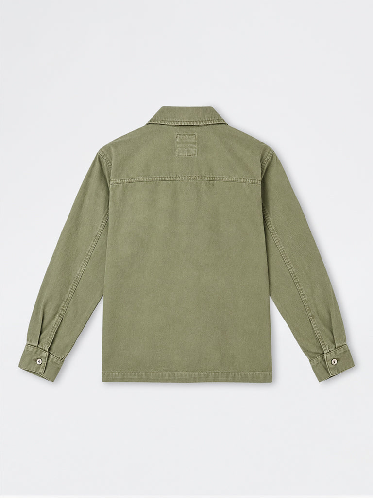WES Casuals Sage Solid Relaxed-Fit Denim Shirt