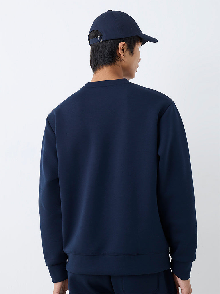 Nuoflexx Navy Solid Relaxed-Fit Sweatshirt
