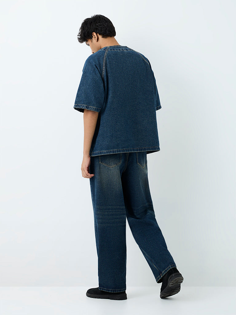 Nuon Blue Mid-Wash Skater-Fit Mid-Rise Jeans