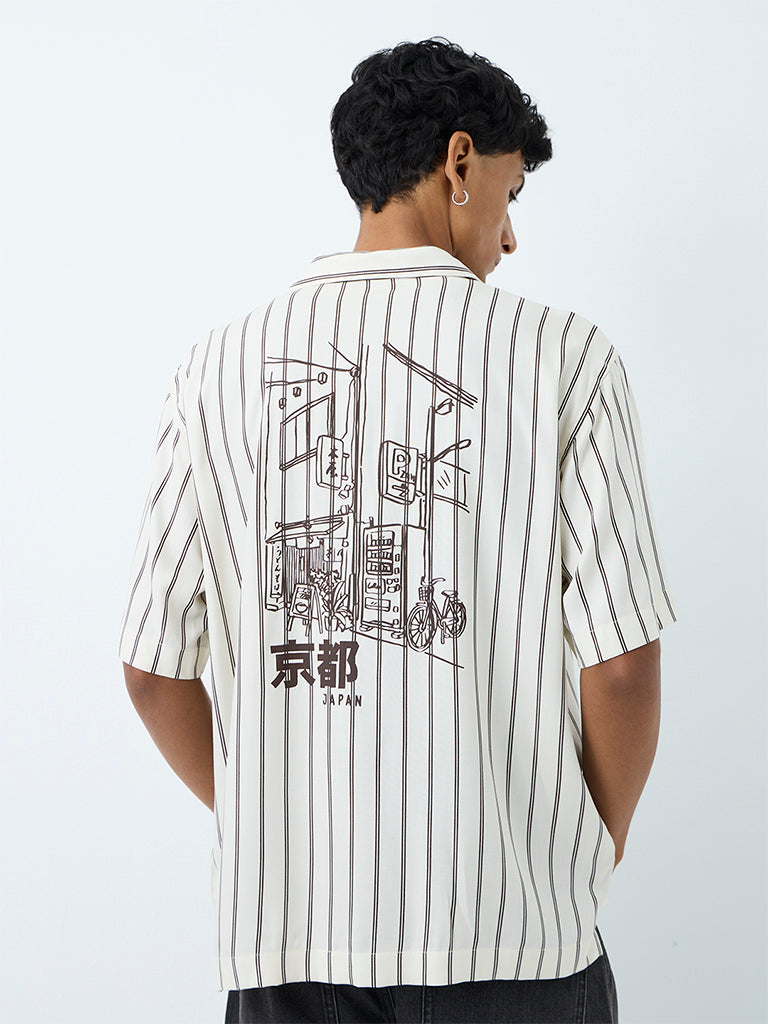 Nuon Ivory Striped Relaxed-Fit Shirt