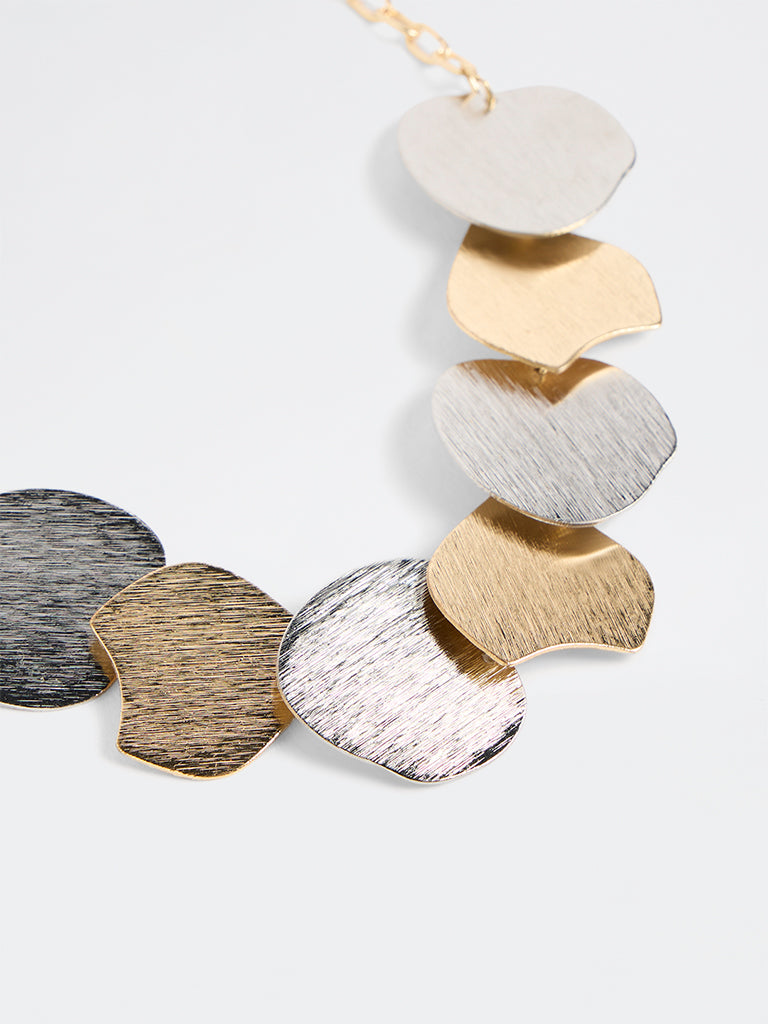 Westside Accessories Gold and Silver Multi-Disc Statement Short Necklace