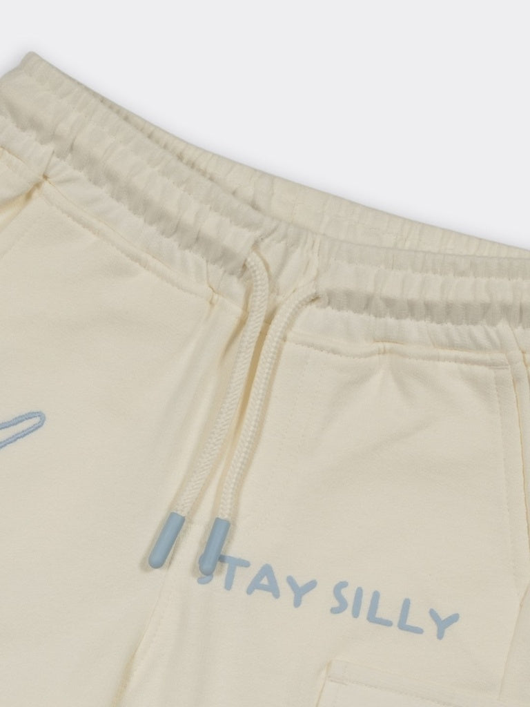 HOP Kids Boys Off-White Cargo Pocket Relaxed Fit Cotton Shorts