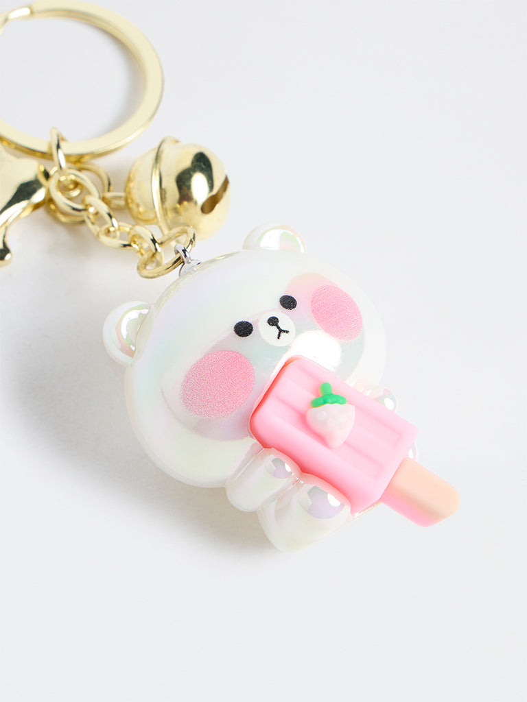 Y&F Kids Girls Off-White Teddy Bear Keychain