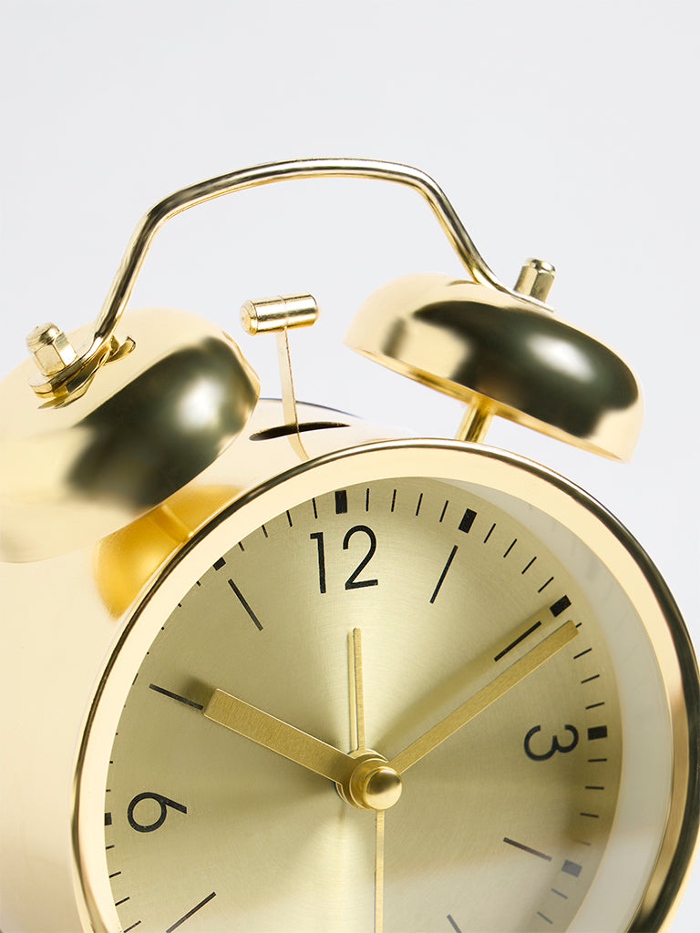 Westside Home Gold Twin-Bell Metal Alarm Clock