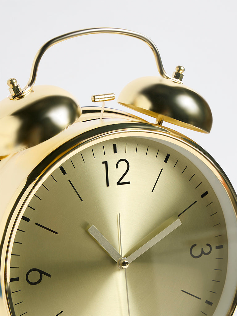 Westside Home Gold Twin-Bell Metal Alarm Clock