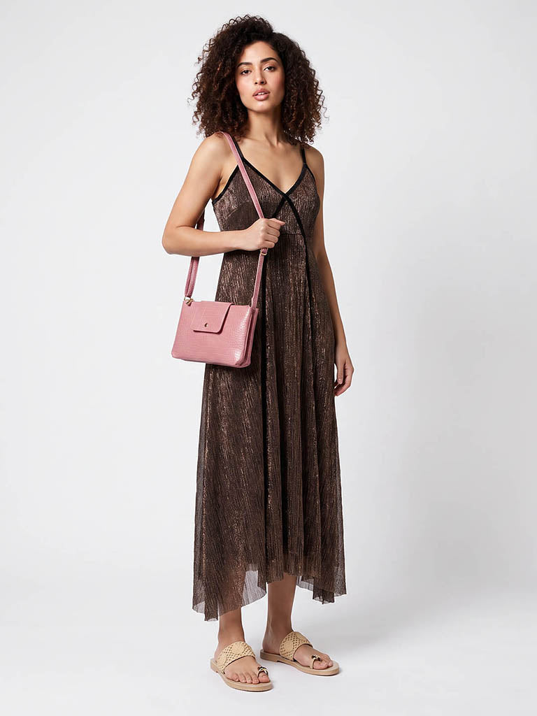 Westside Pink Textured Crossbody Sling Bag