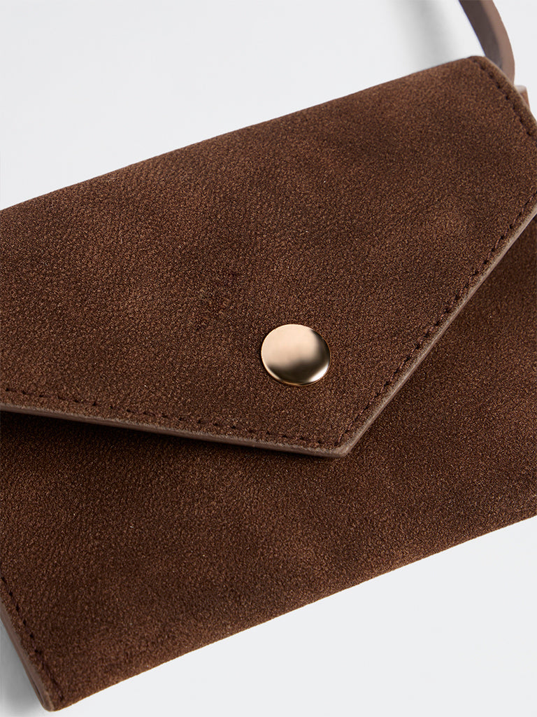 Westside Accessories Dark Brown Textured Envelope Sling Bag