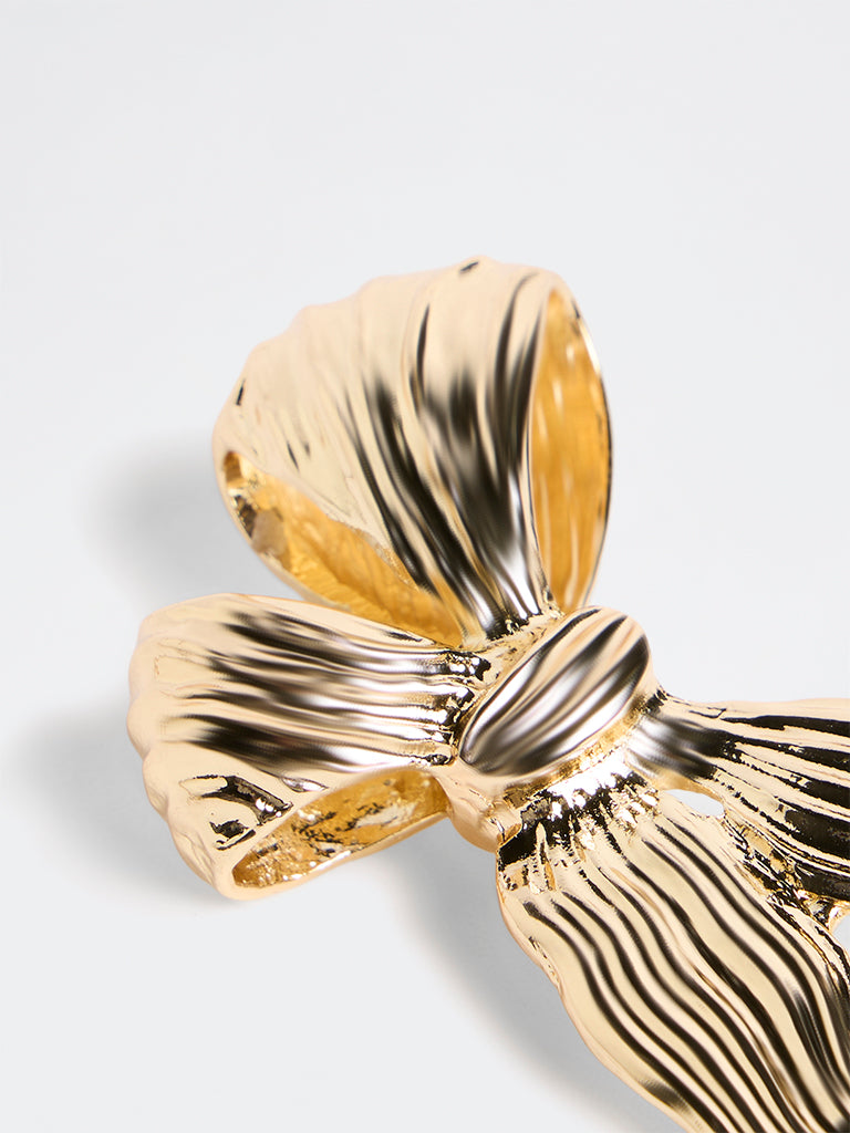 Westside Accessories Gold Textured Bow Brooch