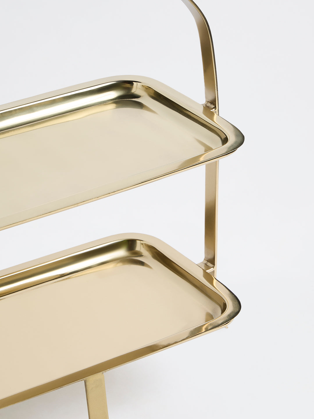 Westside Home Gold Metal Two-Tier Rectangular Serving Stand