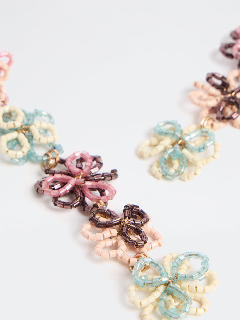 Westside Accessories Multicolour Floral Beaded Dangler Earrings