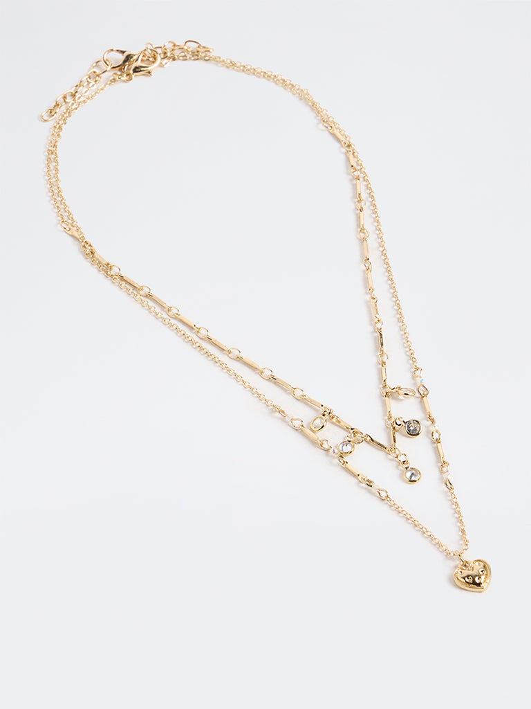 Westside Accessories Gold Stone-Detail Chain Necklaces - Pack of 2
