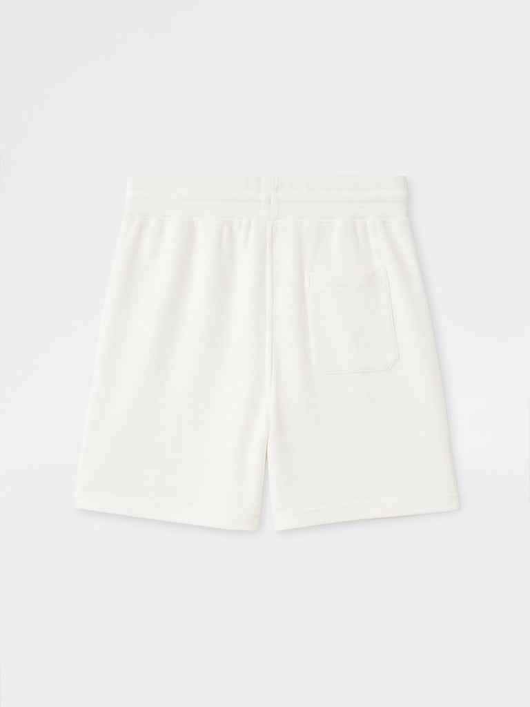 WES Lounge Off-White Waffle-Textured Relaxed-Fit Mid-Rise Cotton-Blend Shorts