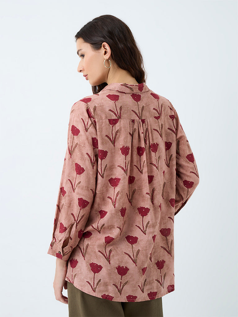 Utsa Dusty Pink Floral Printed Tunic