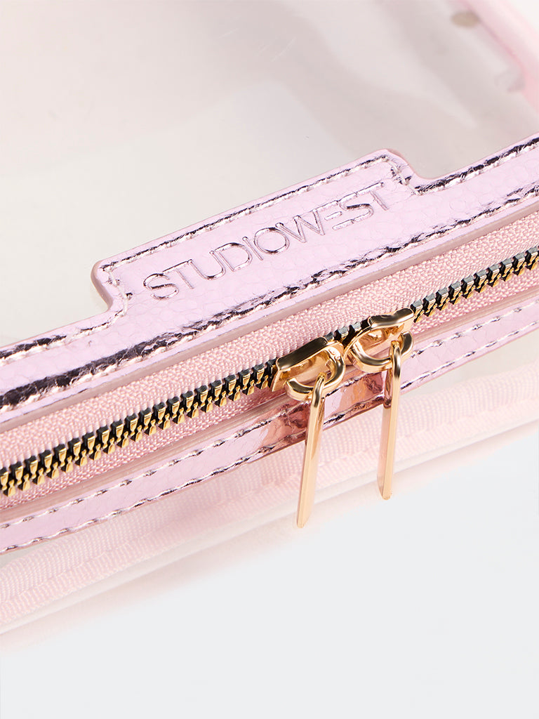 Studiowest Pink Metallic Transparent Travel Pouch