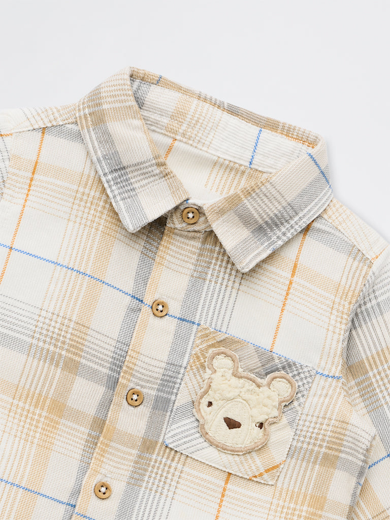 HOP Baby Boys Multicolour Checkered Cotton Shirt