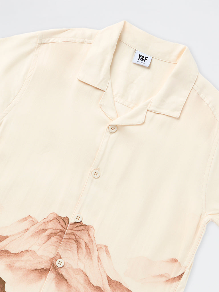 Boys Cream Scenic-Inspired Shirt