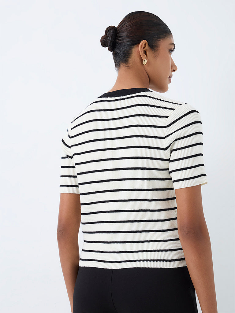 Wardrobe Off-White Striped Cardigan