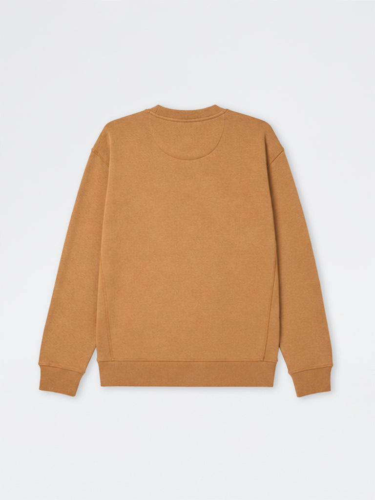 WES Casuals Tan Solid Relaxed-Fit Cotton-Blend Sweatshirt