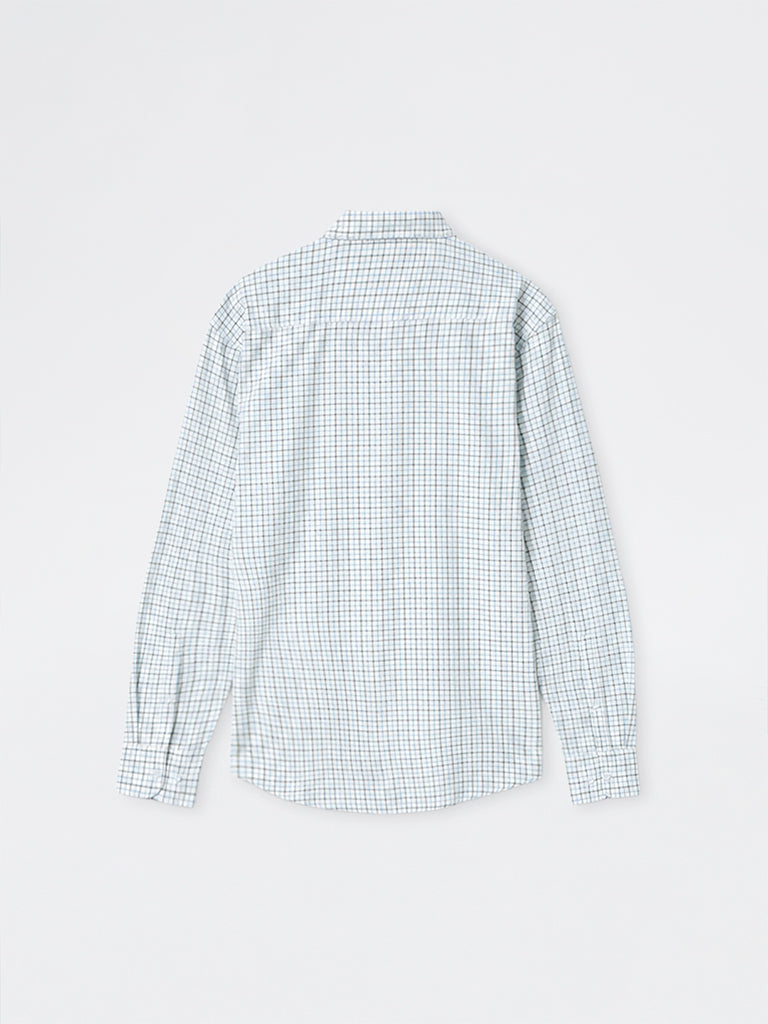 WES Casuals Off-White Checkered Relaxed-Fit Cotton Shirt