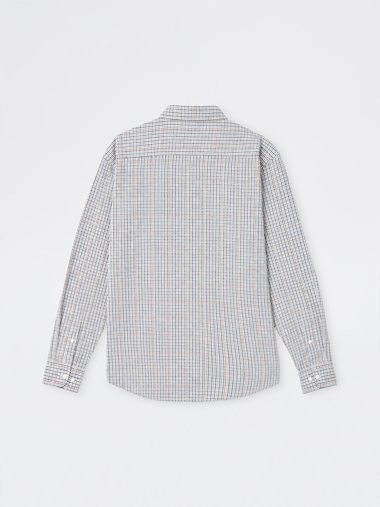 WES Casuals Blue Checkered Relaxed-Fit Cotton Shirt