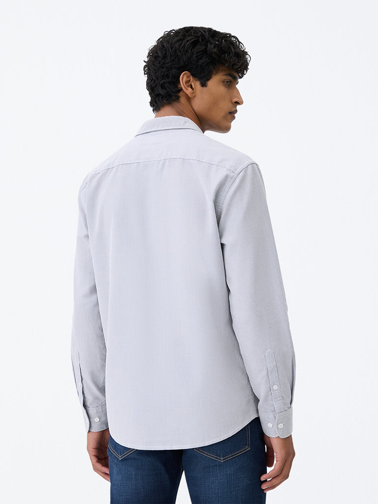 WES Casuals Black Striped Relaxed-Fit Cotton Shirt