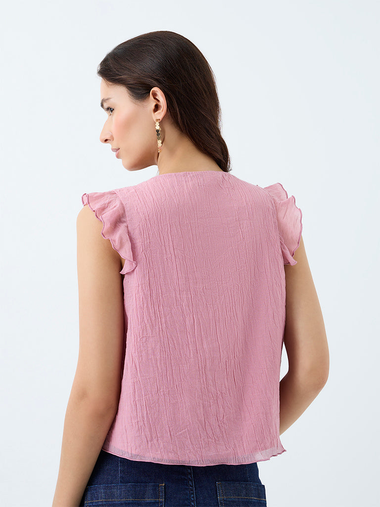 LOV Dusty Pink Ruffled Top