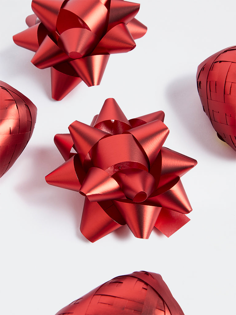 Westside Home Red Xmas Bows with Ribbons - Set of 13