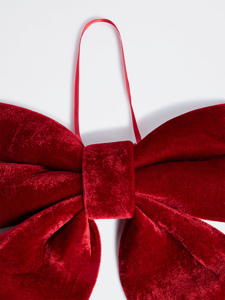 Westside Home Red Velvet Bow Xmas Ornament