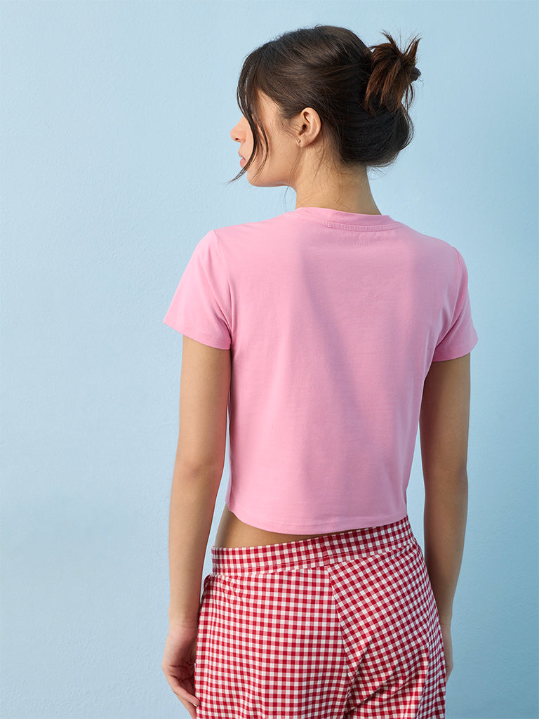 Superstar Pink Typographic Cotton-Blend T-Shirt
