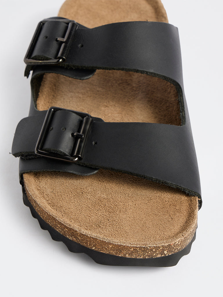 SOLEPLAY Black Dual-Strap Slip-On Sandals
