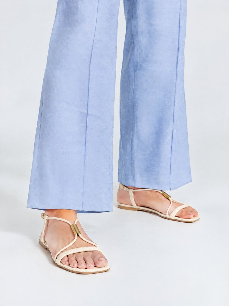 LUNA BLU Ivory Metal-Detailed Slingback Sandals
