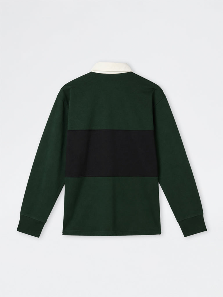 WES Casuals Green Colour-Blocked Relaxed-Fit Cotton-Blend Polo T-Shirt