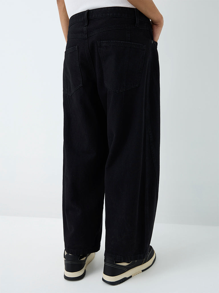 Nuon Black Barrel-Fit Mid-Rise Jeans