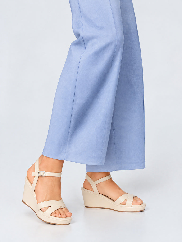 LUNA BLU Ivory Multi-Strap Wedge-Heel Sandals