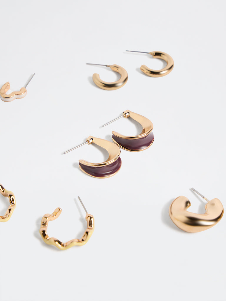Westside Accessories Gold Hoop Earrings - Pack of 6