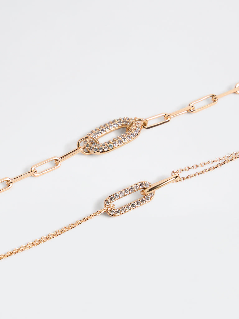 Westside Accessories Gold Link Chain Bracelets - Pack of 2