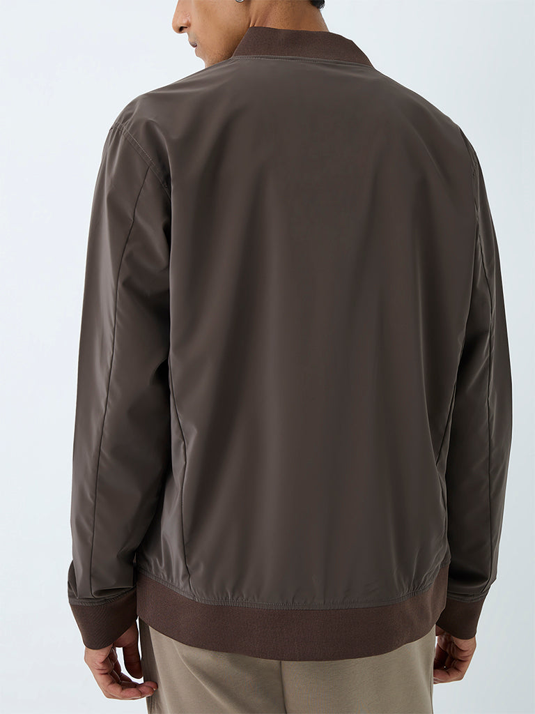 Nuoflexx Dark Brown Relaxed-Fit Bomber Jacket