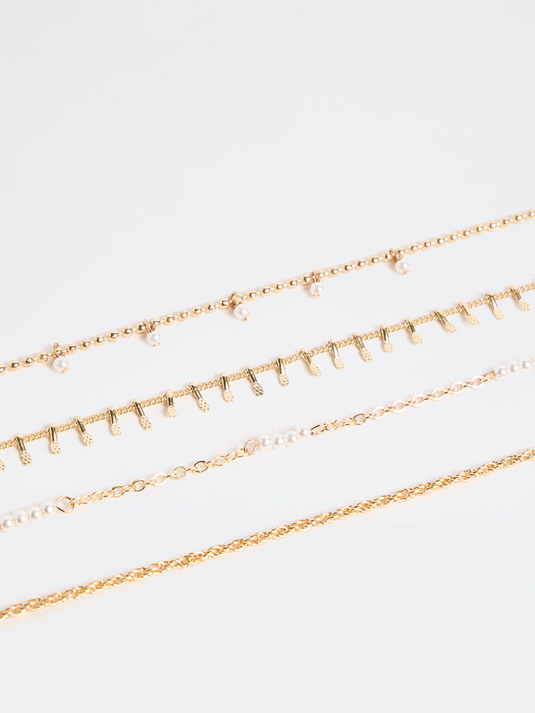Westside Accessories Gold Assorted Chain Bracelets - Pack of 4