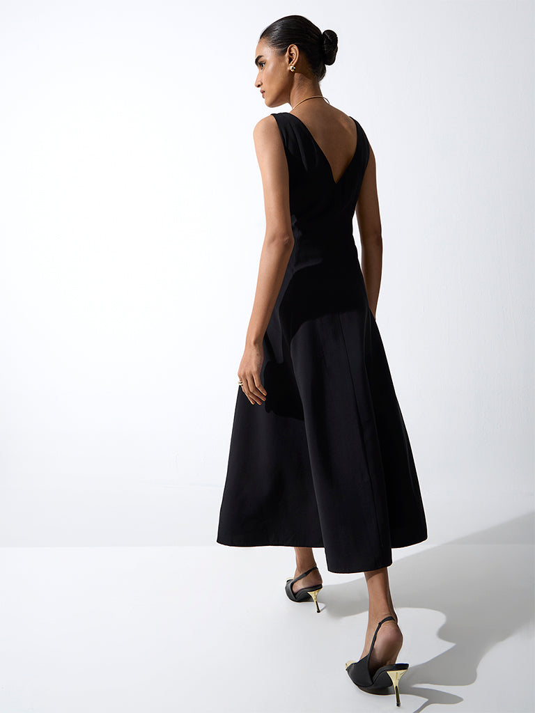 Wardrobe Black Solid A-Line Dress