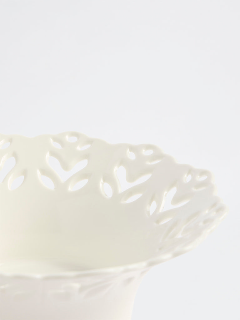 Westside Home White Laser-Cut Porcelain Bowl